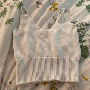 Brandy Melville White Knitted Tank Top/Crop Top